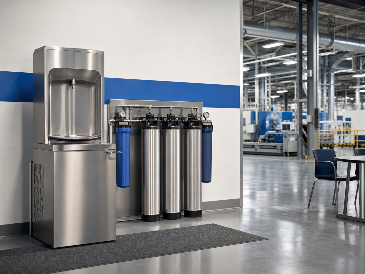 Commercial water system assembly and quality inspection environment